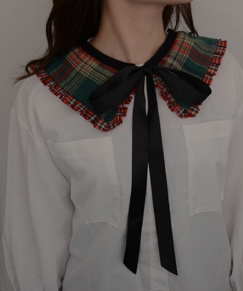 Mayree つけ襟 付け襟 「resonance」タータンチェック柄 レトロ フリル