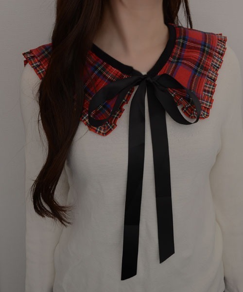 Mayree つけ襟 付け襟 「resonance」タータンチェック柄 レトロ フリル