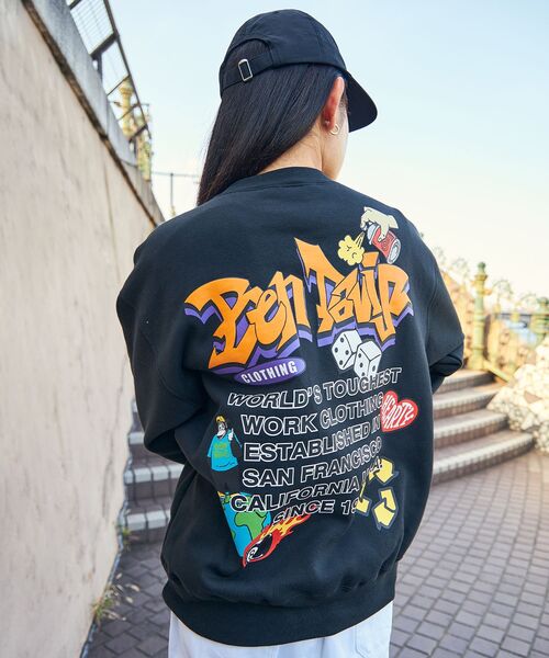 「BEN DAVIS」 スウェットカットソー LARGE ブラック メンズ_画像2