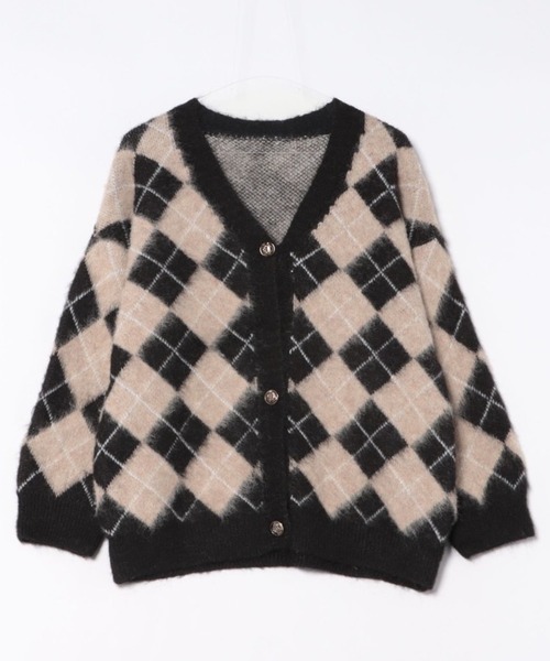 inst.ALL カーディガン アーガイルニットカーディガン レディース