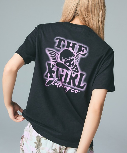 X-girl（エックスガール） tシャツ SPRAY ANGEL S/S TEE レディース