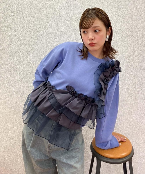 「KBF」 スウェットカットソー ONE グレー レディース_画像3