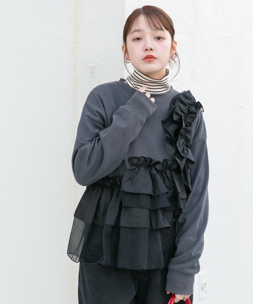 「KBF」 スウェットカットソー ONE グレー レディース_画像4