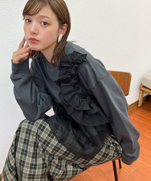 「KBF」 スウェットカットソー ONE グレー レディース_画像6