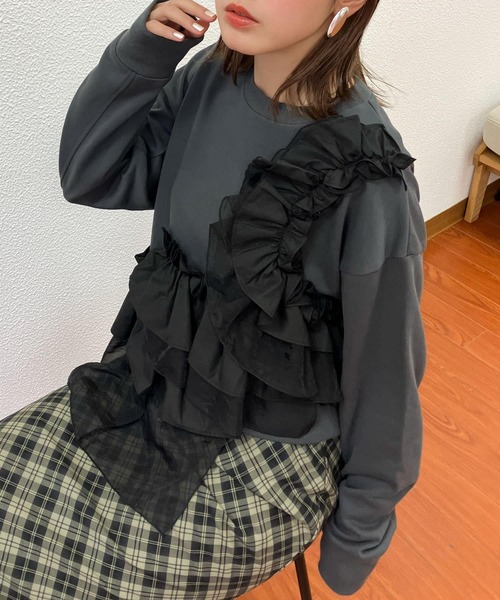 「KBF」 スウェットカットソー ONE グレー レディース_画像7