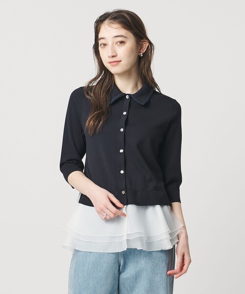 新品　25aw ユナイテッドアローズ レディーポロコンビ ニット ウォッシャブル ユナイテッドアローズ レディーポロコンビニットウォッシャブル【店頭