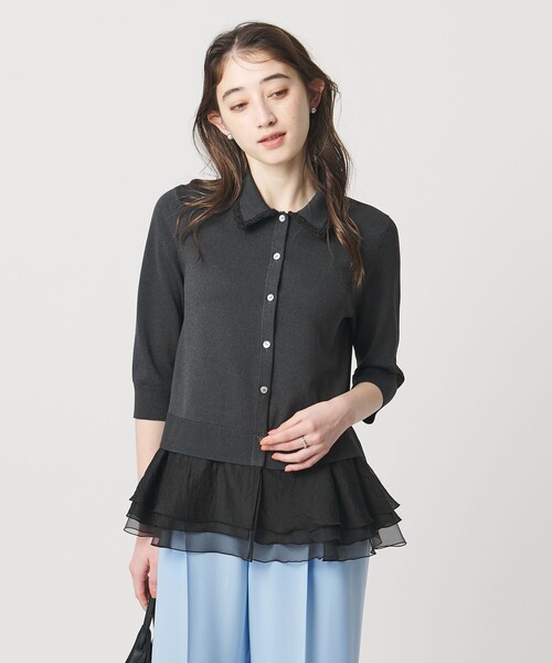 値下　united arrows ポロニット カーディガン　リブニット ポロエリ UNITED ARROWS（ユナイテッドアローズ）の「リブニット ポロエリ