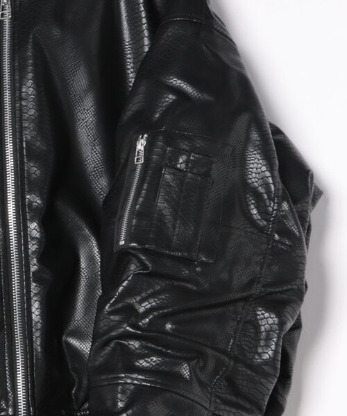 BREATH ダウンジャケット ダウン FAUX LEATHER PYTHON BOMBER JACKET