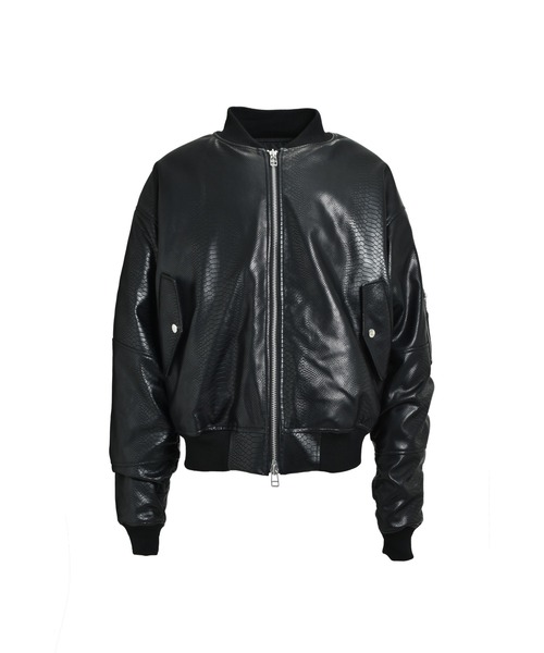BREATH ダウンジャケット ダウン FAUX LEATHER PYTHON BOMBER JACKET