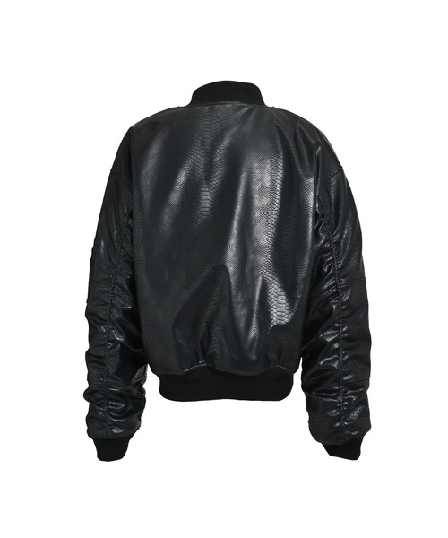 ジャケット・アウター BREATH FAUX LEATHER BOMBER JACKET BREATH ダウンジャケット ダウン FAUX LEATHER PYTHON BOMBER JACKET
