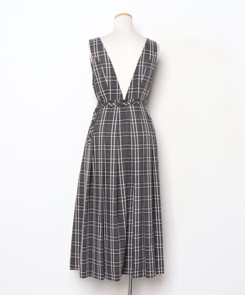 Her lip to チェック柄ノースリーブワンピース M グレー レディース 