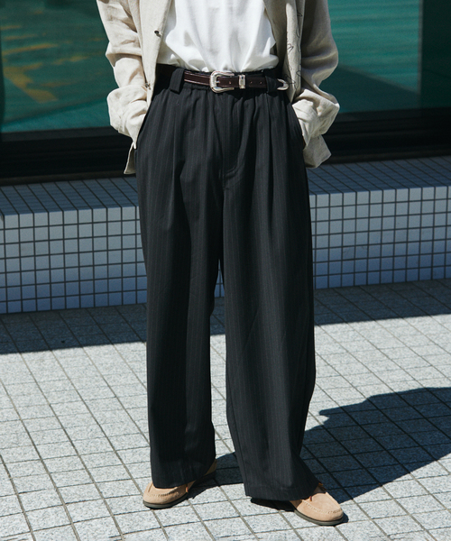 ワイドパンツ スラックス TRモダン ワイド スラックス メンズの画像