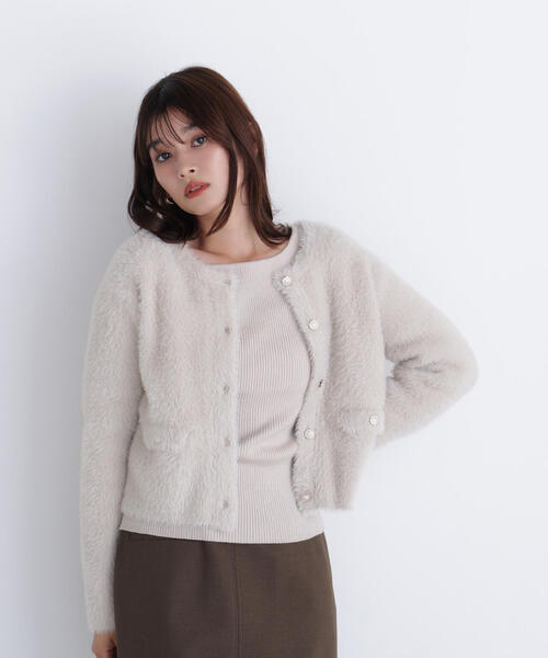 「NATURAL BEAUTY BASIC」 ニットカーディガン FREE ライトグリーン レディースの画像