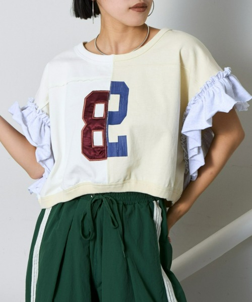 「etsinta」 半袖カットソー ONE SIZE チャコールグレー レディース_画像4