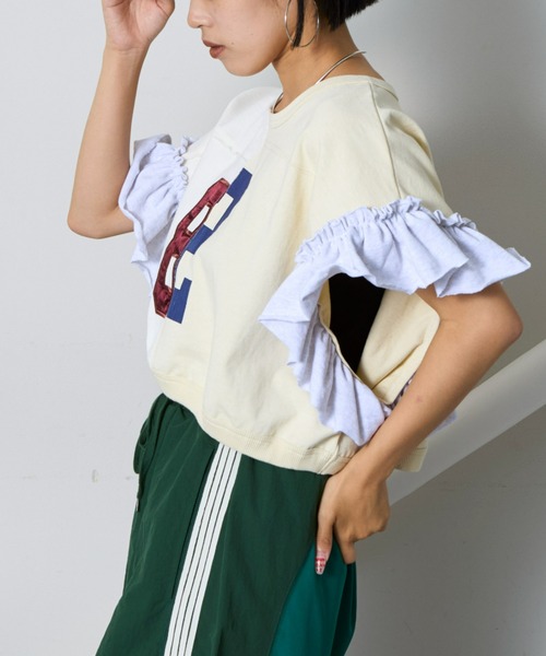 「etsinta」 半袖カットソー ONE SIZE チャコールグレー レディース_画像5
