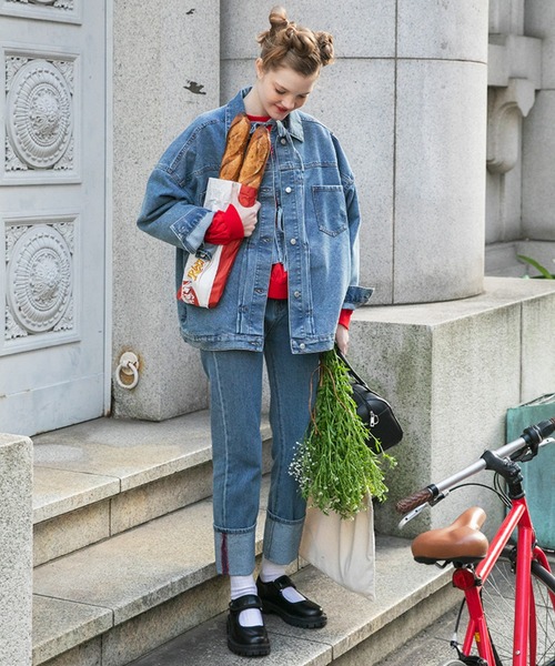「BONLECILL」 デニムパンツ M グレー レディース_画像6
