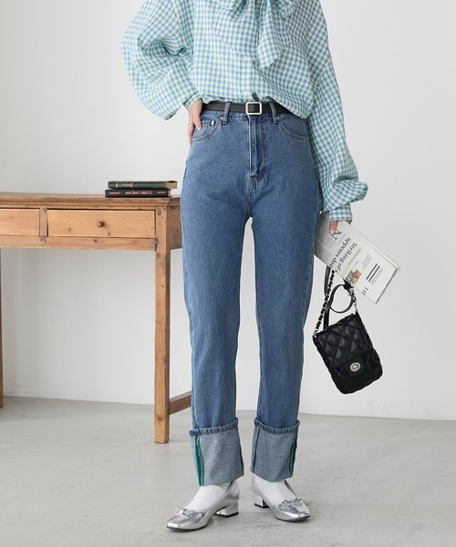「BONLECILL」 デニムパンツ M グレー レディース_画像7