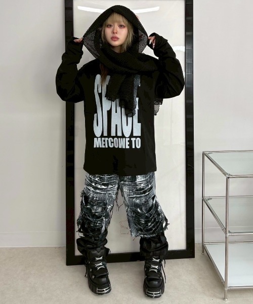 「RICH」 デニムパンツ S/M ブラック メンズの画像