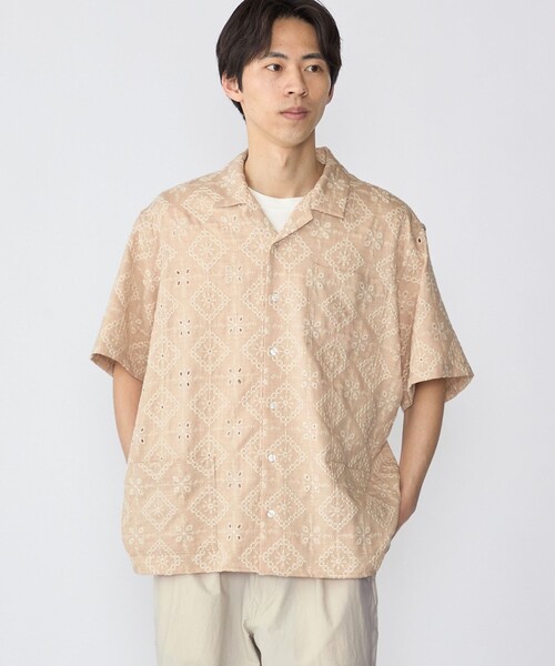 SHIPS（シップス） シャツ 半袖 BENCH MARKING SHIRTS: エンブロイ 