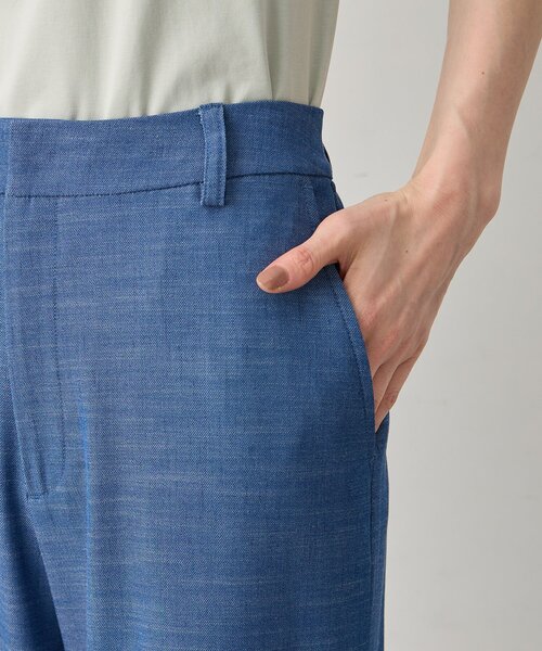 パンツ デニムライクストレッチワイドパンツ「後ろウエストゴム」 レディースの画像