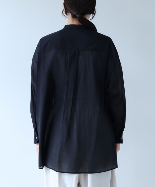 ブラウス シャツ Cotton Nylon sheer wide shirt レディースの画像