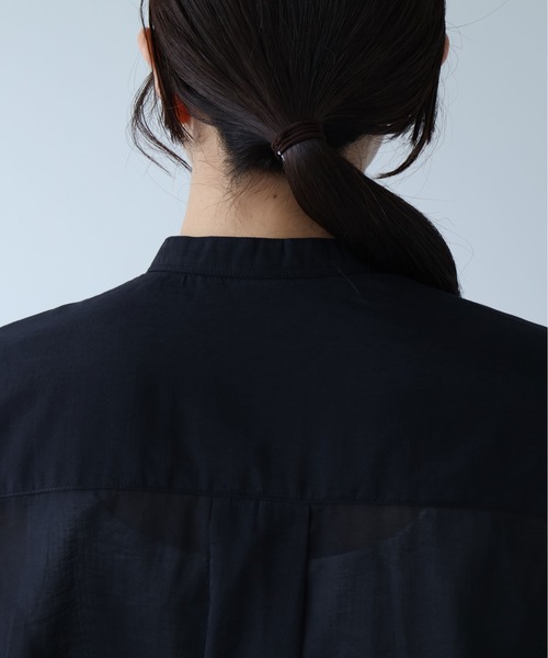 ブラウス シャツ Cotton Nylon sheer wide shirt レディースの画像