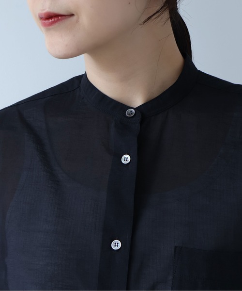 ブラウス シャツ Cotton Nylon sheer wide shirt レディースの画像