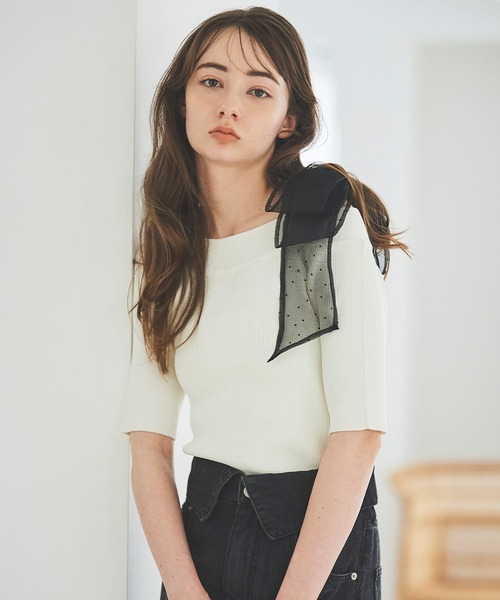 「31 Sons de mode」 半袖ニット 36 ブラック レディース_画像2
