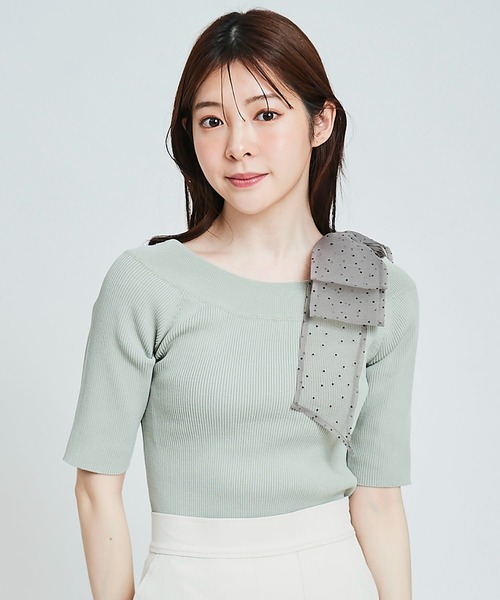 「31 Sons de mode」 半袖ニット 36 ブラック レディース_画像4