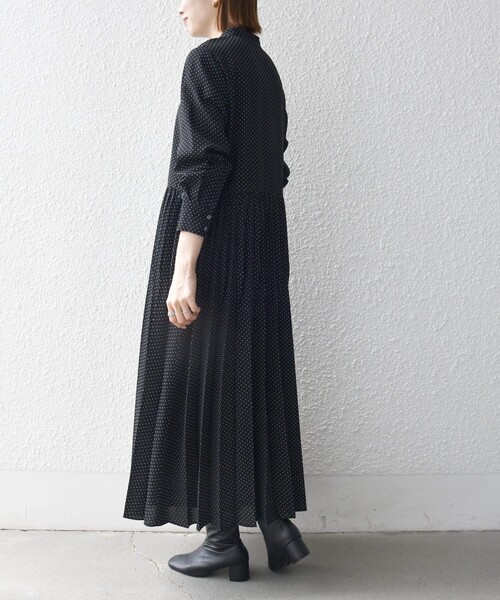 SHIPS any ワンピース any:「手洗い可能」ドット バンドカラー