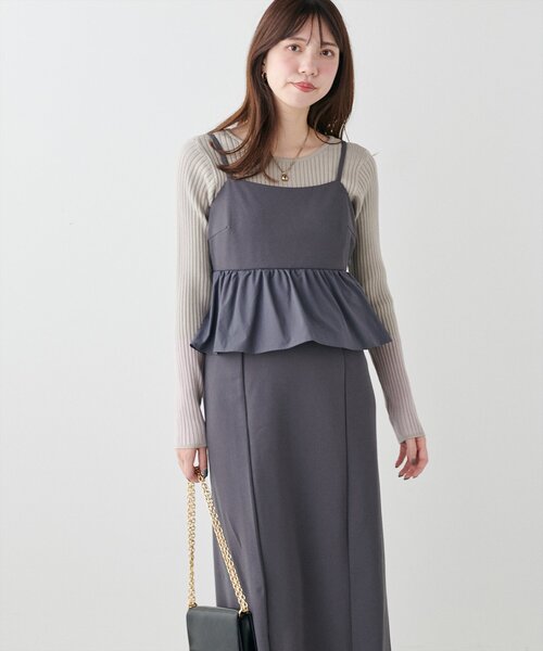 「natural couture」 キャミソールワンピース FREE ブラック レディース_画像5