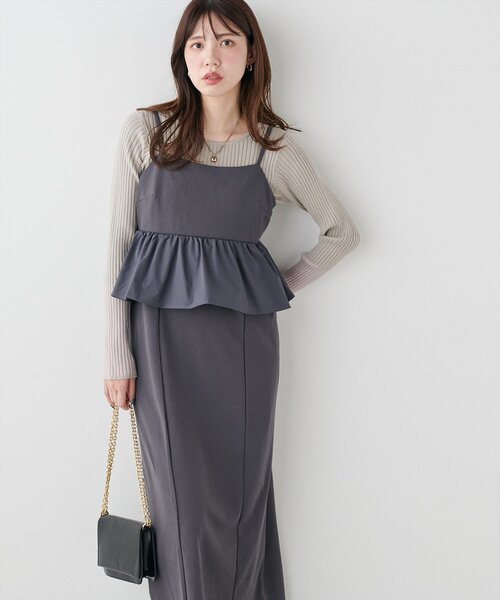 「natural couture」 キャミソールワンピース FREE ブラック レディース_画像6