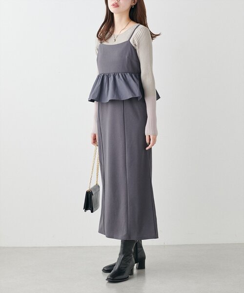「natural couture」 キャミソールワンピース FREE ブラック レディース_画像7