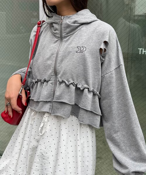 「CIAOPANIC」 ジップアップパーカー ONE SIZE グレー レディース_画像4