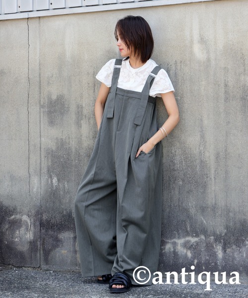 「antiqua」 オーバーオール ONESIZE ブラック レディース_画像3