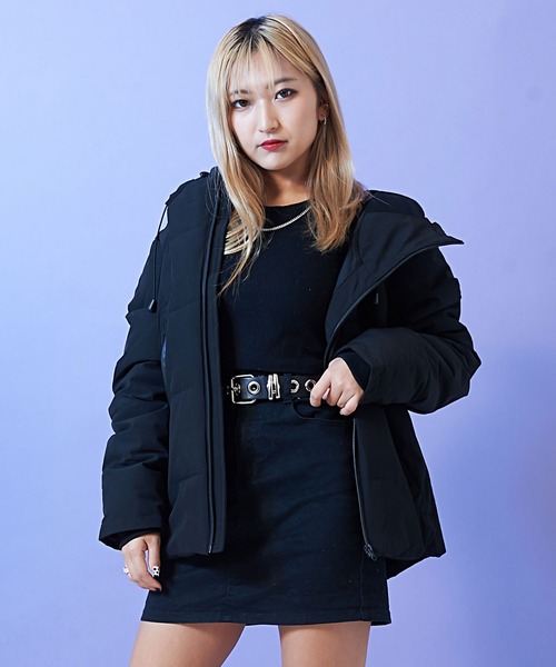 423 新品 ♥ ヴィコントアー 中綿ダウン コート フーディー ブルゾン L 140-150]フィット＆フレア中綿ロングコート(その他のコート