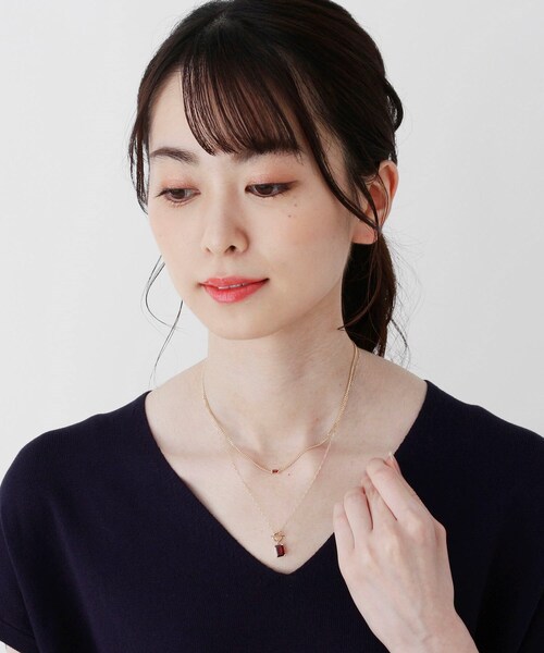 ネックレス K10カラーストーン（ガーネット）キヘイチェーン ネックレス レディースの画像