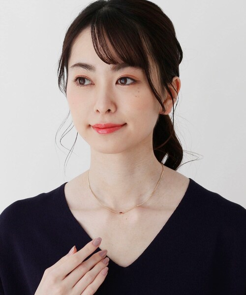 ネックレス K10カラーストーン（ガーネット）キヘイチェーン ネックレス レディースの画像