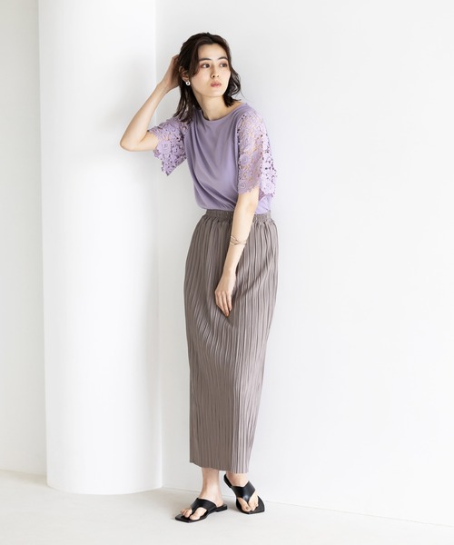 Enrico Domani Tシャツ　ブラウス　カットソー　定価13000円 GeeRA tシャツ Tシャツ 袖レースカットソーブラウス : ZOZOTOWN