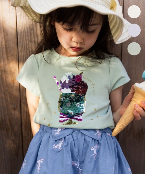 ANY（エニィ） tシャツ 接触冷感スパンコールTシャツ キッズ 子供服