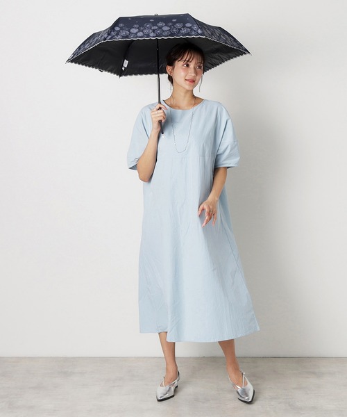 ランバン 遮熱遮光 晴雨兼用傘 刺繍柄 折りたたみ傘 LANVIN en Bleu 折りたたみ傘 遮光 晴雨兼用折りたたみ日傘
