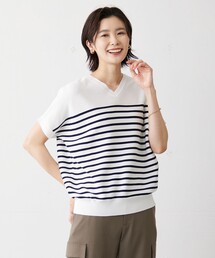 ニット セーター 「洗える・抗菌防臭」 ドルマンガーター ボーダー ニット レディース ニット セーター 「洗える・抗菌防臭」 ドルマンガーター