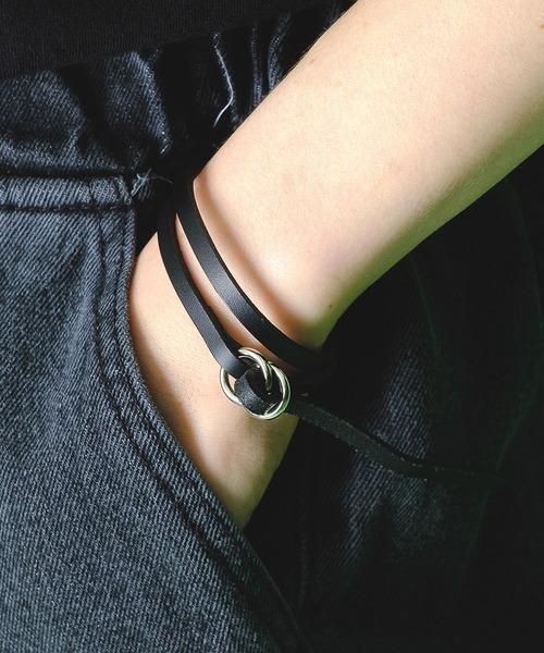 ブレスレット an meets zakka ダブルリング2連コードレザー