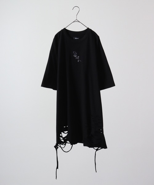 REGIEVO tシャツ ローズ刺繍古着風ビンテージTシャツ 半袖
