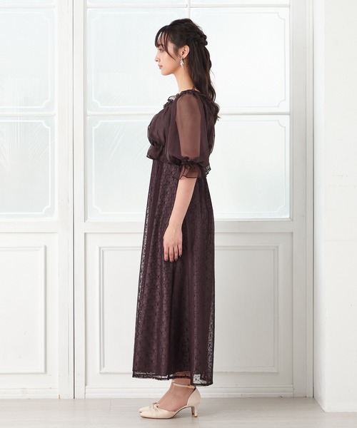 AIMER 結婚式お呼ばれドレス AIMER ドレス 2WAYオフショルダーブラウス×幾何学柄レース