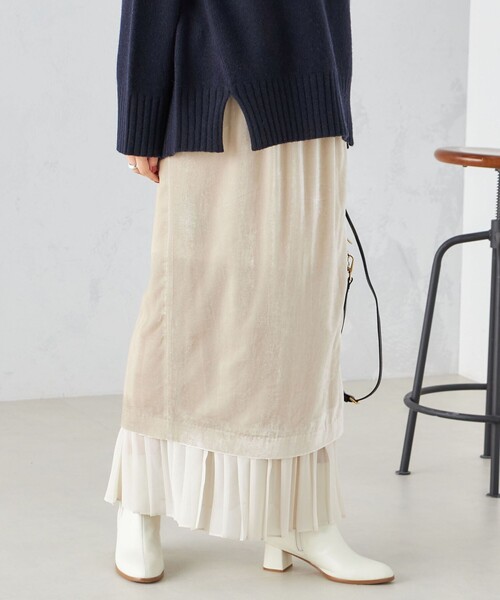 スカート applecrisp SHIPS（シップス） スカート プリーツ コンビ クラッシュ スカート