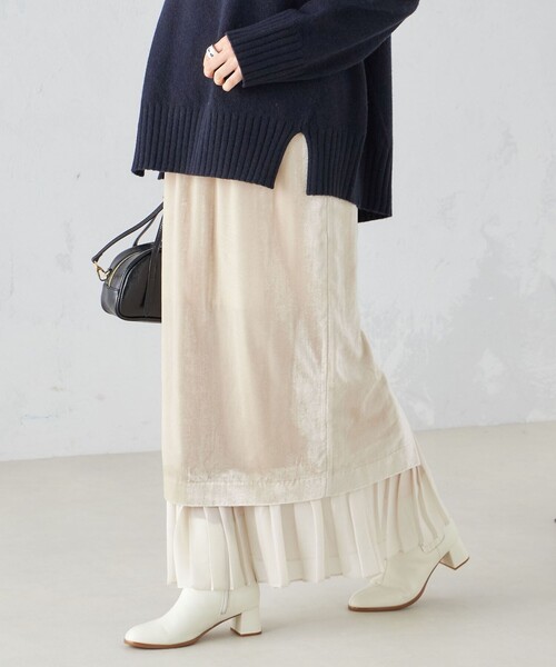 シップス（SHIPS）/プリーツ コンビ クラッシュ スカート ◇ SHIPS（シップス） スカート プリーツ コンビ クラッシュ スカート