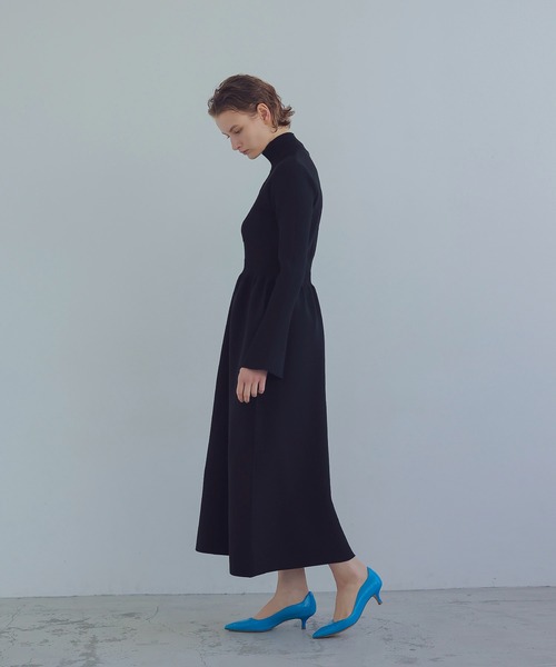 【美品】HYKE メルトン ベルスリーブドレス ウール ワンピース DRESSLAVE（ドレスレイブ） ワンピース higt collar bell sleeve knit