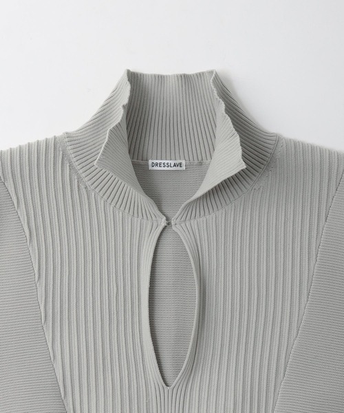 DRESSLAVE ベージュ ニットワンピース ツイード ドッキング風 ニット ワンピース le reve vaniller 全2