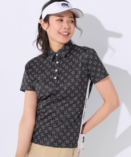 ブラウス シャツ 「marie claire/マリ.クレール」レディースドット柄半袖シャツ　接触冷感　ゴルフ レディース Marie Claire ブラウス シャツ 「marie claire/マリ.クレール